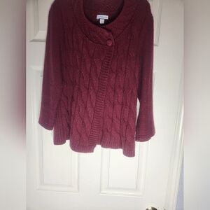Croft & Barrow L 3/4SlvCottonBlend CableKnit DoubleButton Women'sCardiganSweater
